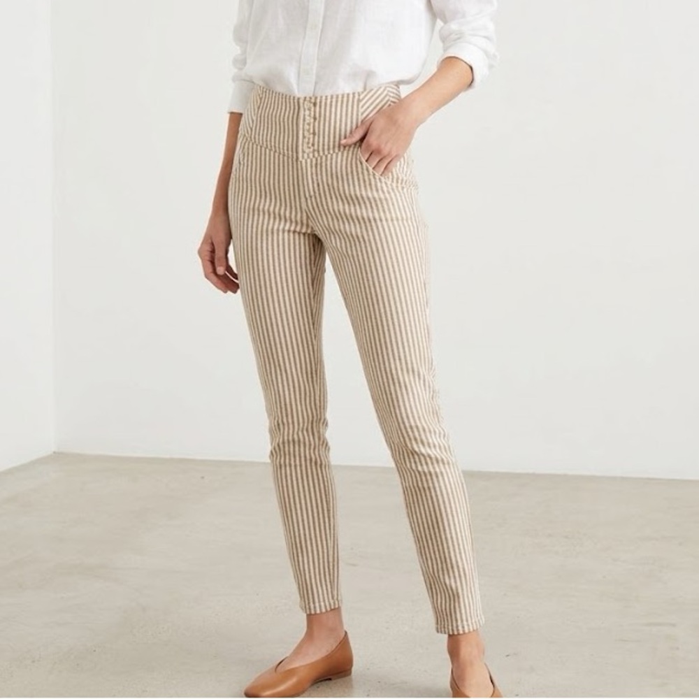 Free People Gold Striped High Rise Skinny Pants 0